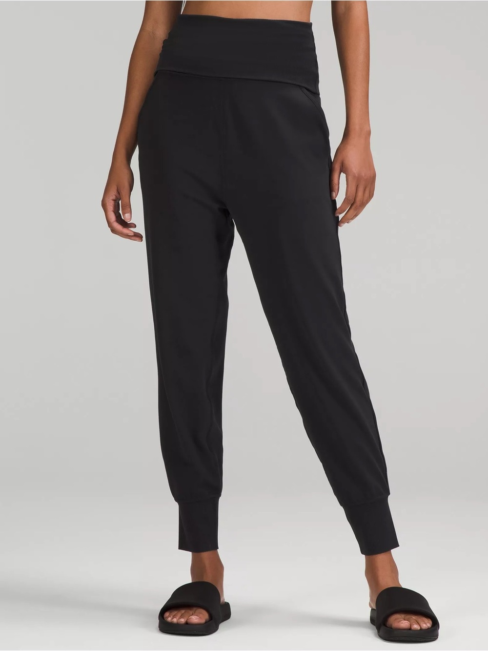 Lululemon Align Rib Waist Jogger Sz 6 BLACK roll over nulu